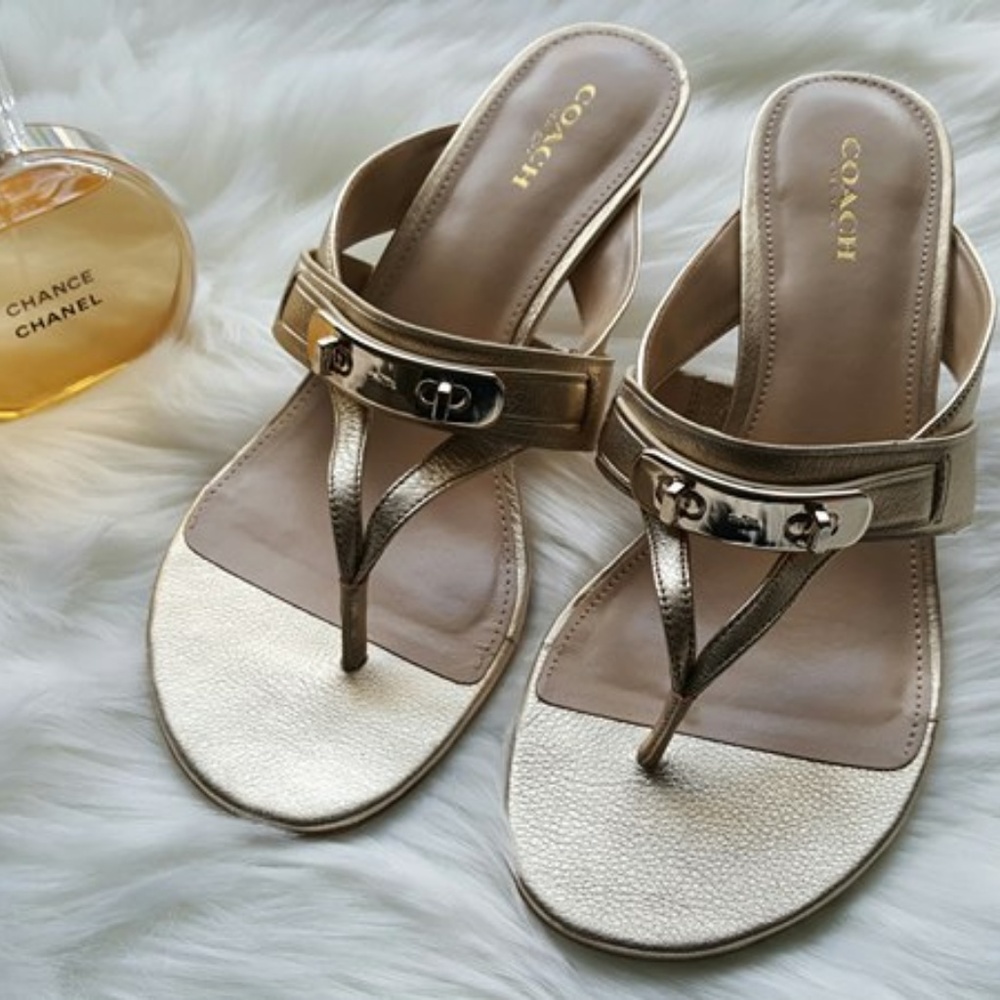 COACH Gold Olina heeled sandal BNWOT